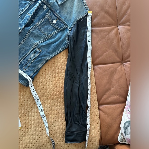 Aritzia TALULA Denim Jacket with Faux Leather Sleeves. Size S. - Picture 9 of 9